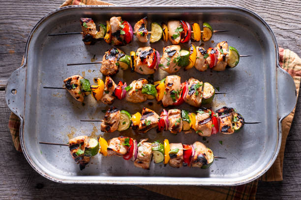 Grilled Lemon-Herb Chicken with Veggie Skewers